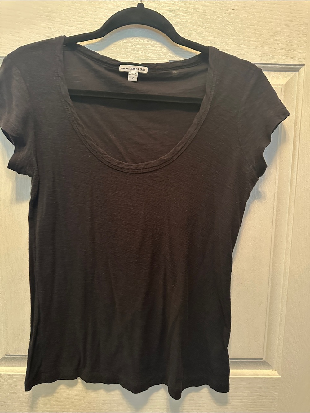 James Perse Black Scoop Neck Short Sleeve Tee